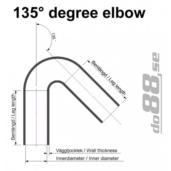Silikonslang svart 135 grader 0,375'' (9,5mm) 