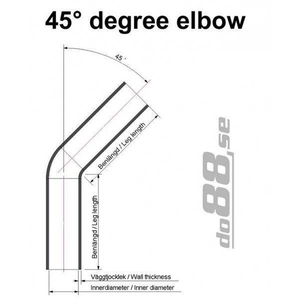 Silikonslang röd 45 grader 3,125'' (80mm) 