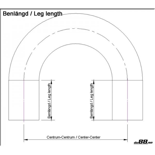 Silikonslang röd 180 grader 1,375'' (35mm) 